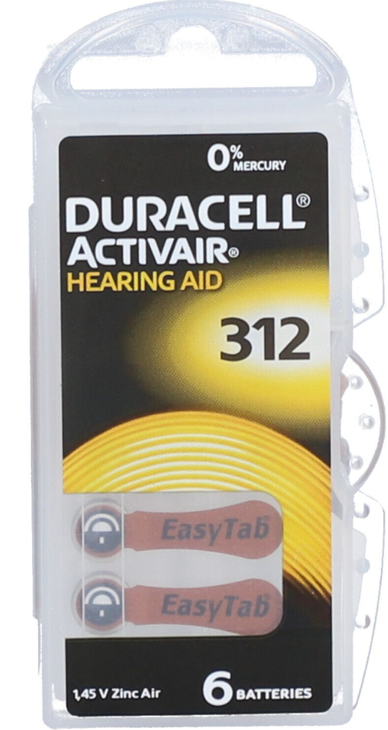Duracell Activair Hörgeräte Batterien ( 312 / PR41 ) 6 Stk.