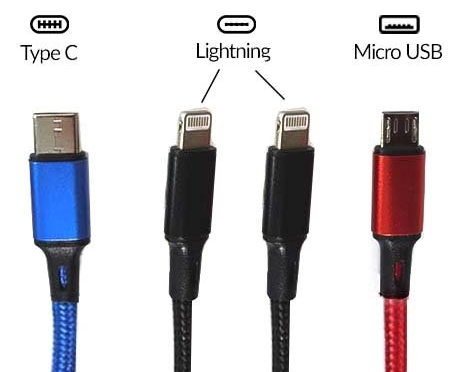 USB A auf 1xUSB-C / 2x Lightning / 1x USB Micro